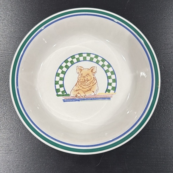 Century Stoneware Fannie's Farm Serving Bowl and 4 Plates Set - Picture 2 of 13